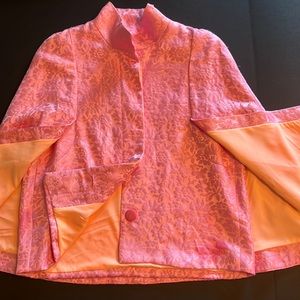 Julie Brown pink Lurex floral brocade capelet-NWT-matching jumpsuit available